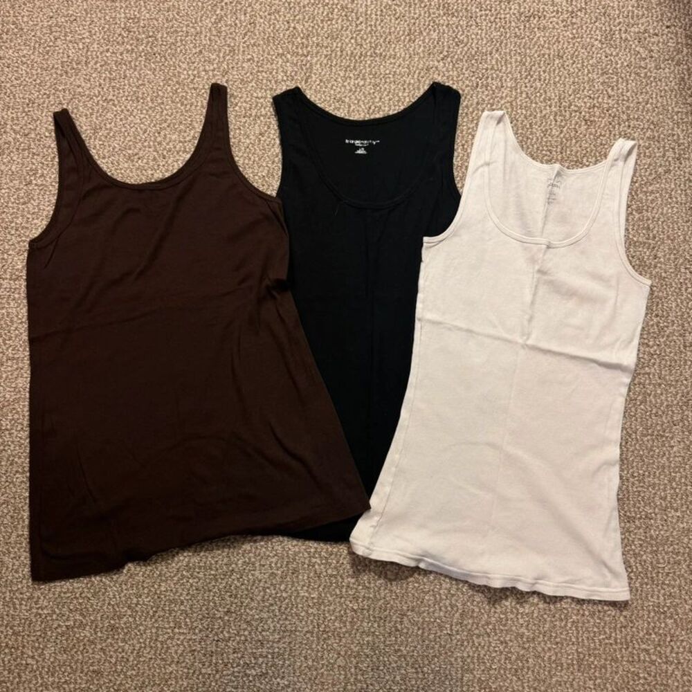 Bundle of 3 Maternity Tank Tops Brown Black Gray Old Navy Liz Lange Size Large